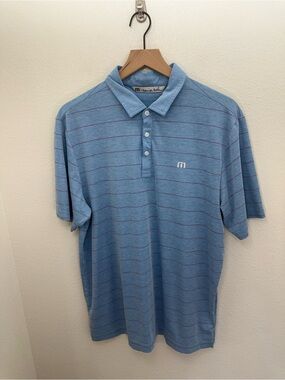 Travis Mathew Men's Polo Blue Large